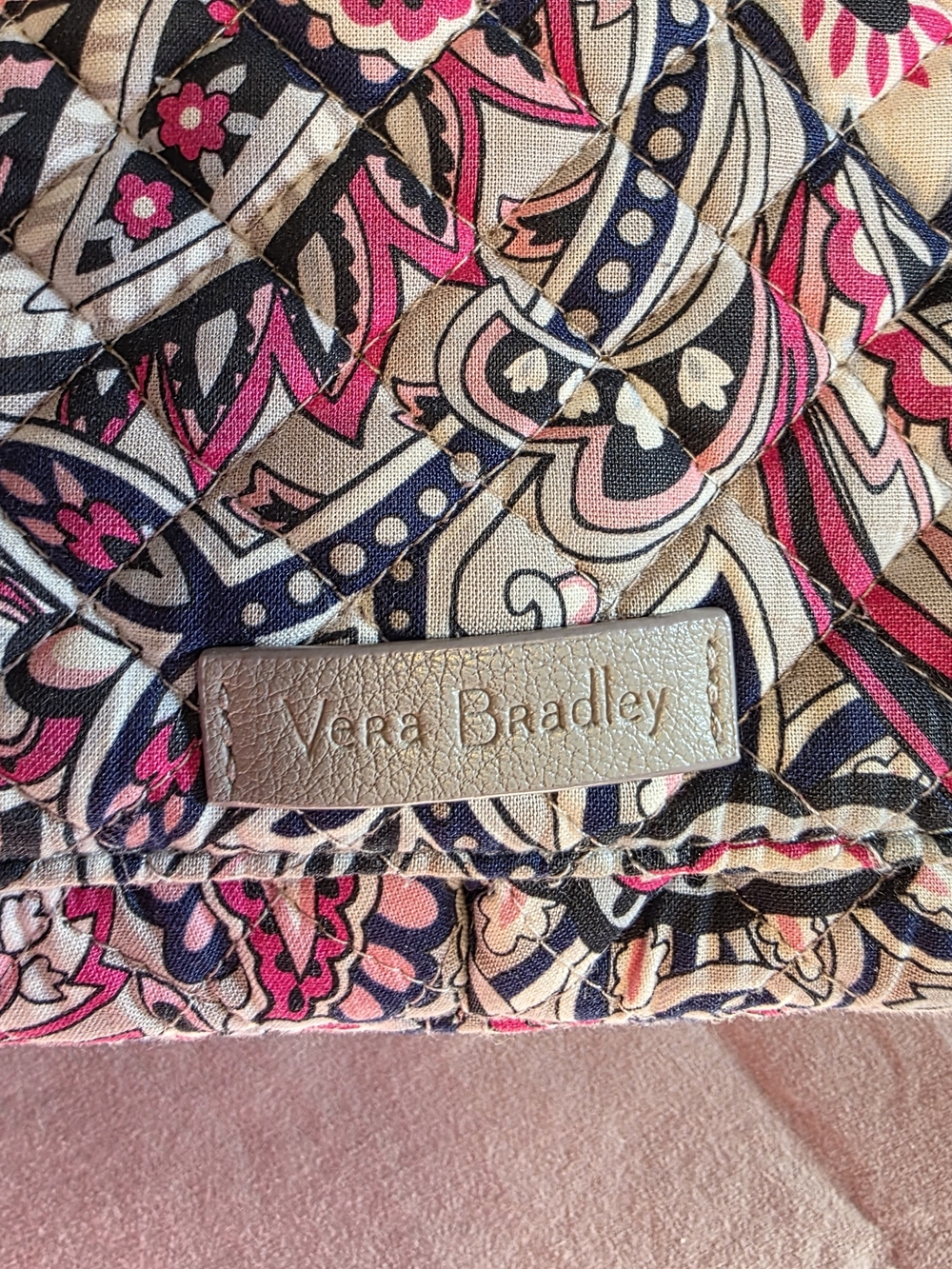 Vera Bradley Pink Paisley Crossbody with Navy and Cream Accents - Picture 2 of 8
